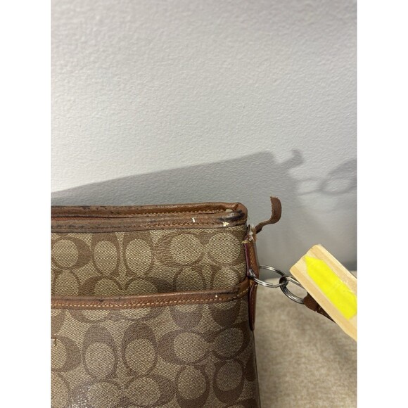 Coach Signature C File Bag Crossbody Shoulder Bag Purse Khaki Mahogony Sz 12x10 - Picture 5 of 16